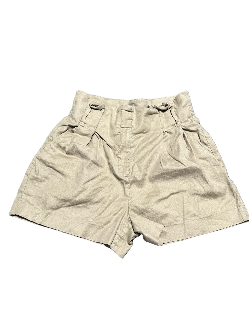 Aritzia Babaton Nix Linen Blend High Rise Pleated Shorts Beige Size 4